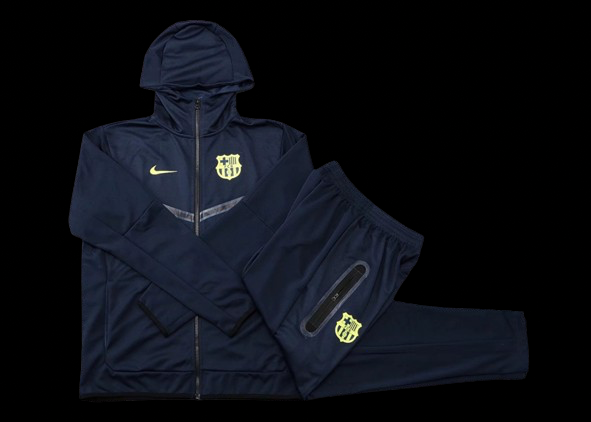 Barcelona Navy Yellow Logo  Nike Tech Tracksuit