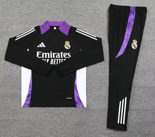 Real Madrid Black And Purple Training Tracksuit 24/25