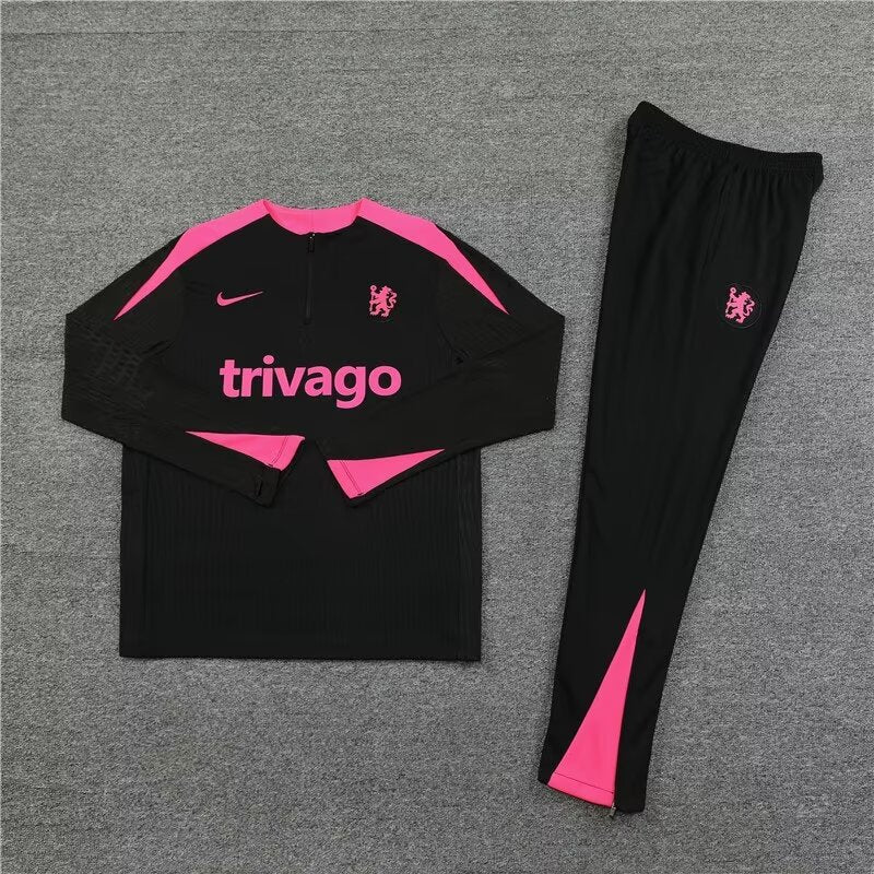 Chelsea Black And Pink Training Tracksuit 24/25