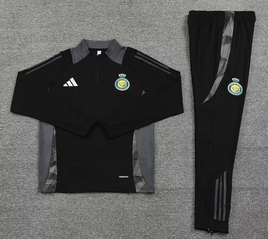 Al Nassr Black And Grey Training Tracksuit 24/25