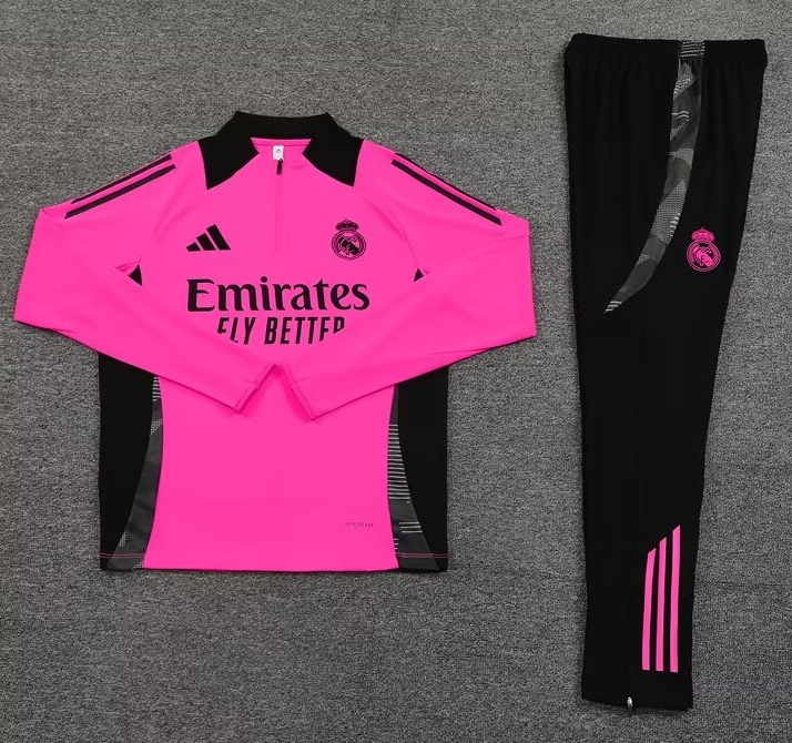 Real Madrid Black And Pink Training Tracksuit 24/25