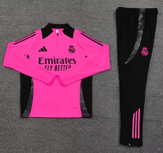 Real Madrid Black And Pink Training Tracksuit 24/25